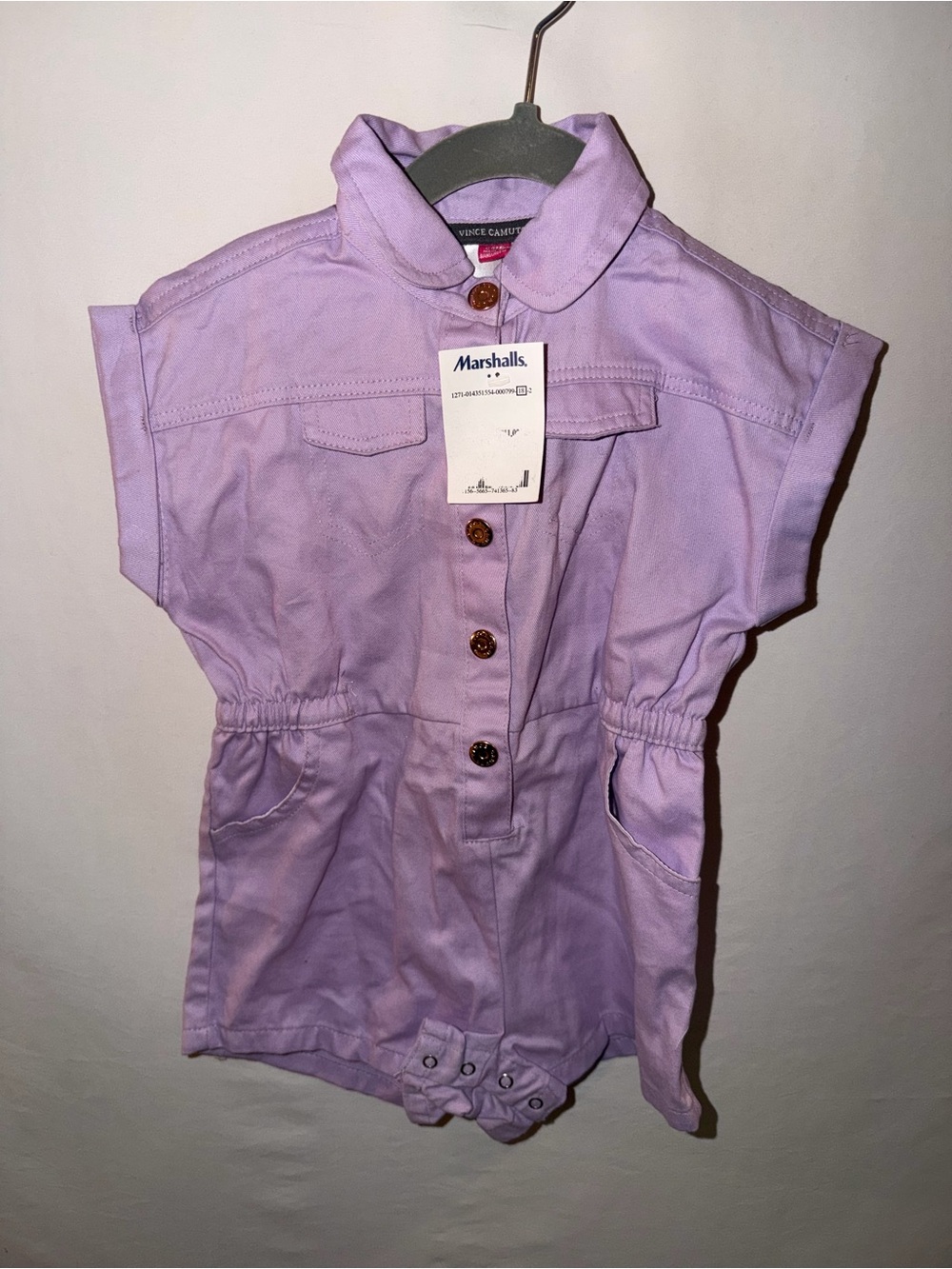 Vince Camuto Lilac Button-Front Baby Romper